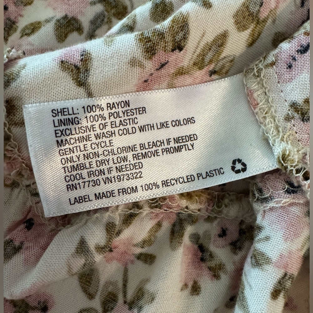 Wild Fable Coral Pink & Cream Floral Tiered Mini Dress- size L - Picture 11 of 15